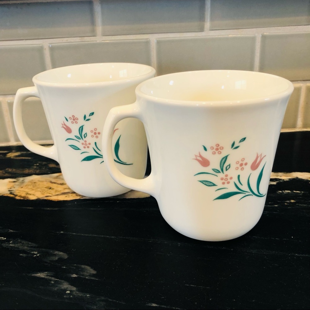 Vintage 90s Corningware Set of 2 RoseMarie Floral Mugs
